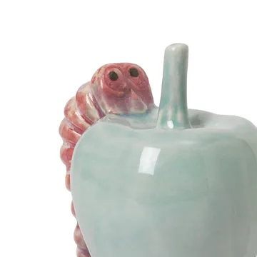 Decoración Poppery manzana con oruga - Menta-rosa - Kähler