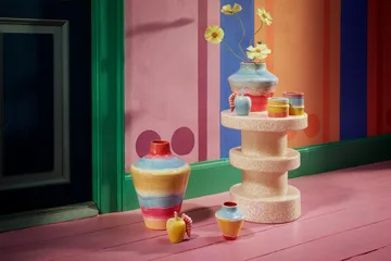 Decoración Poppery manzana con oruga - Menta-rosa - Kähler