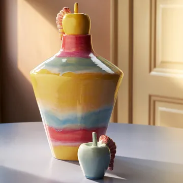 Decoración Poppery manzana con oruga - Menta-rosa - Kähler