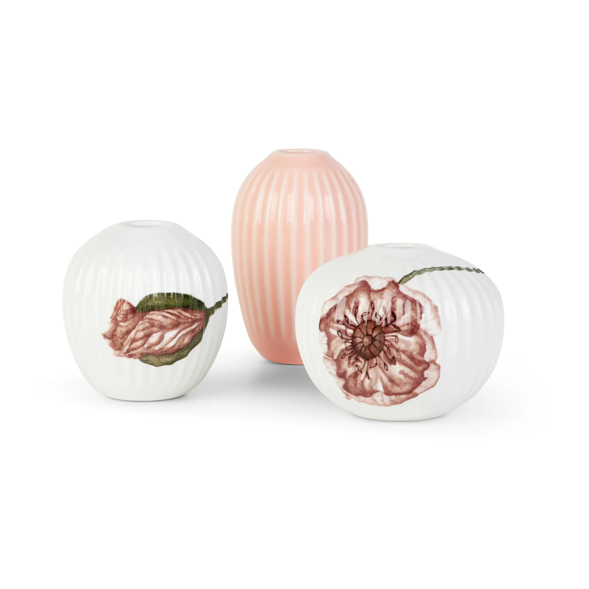 Jarrón miniatura Hammershøi Poppy 3 piezas, blanco-decoración Kähler