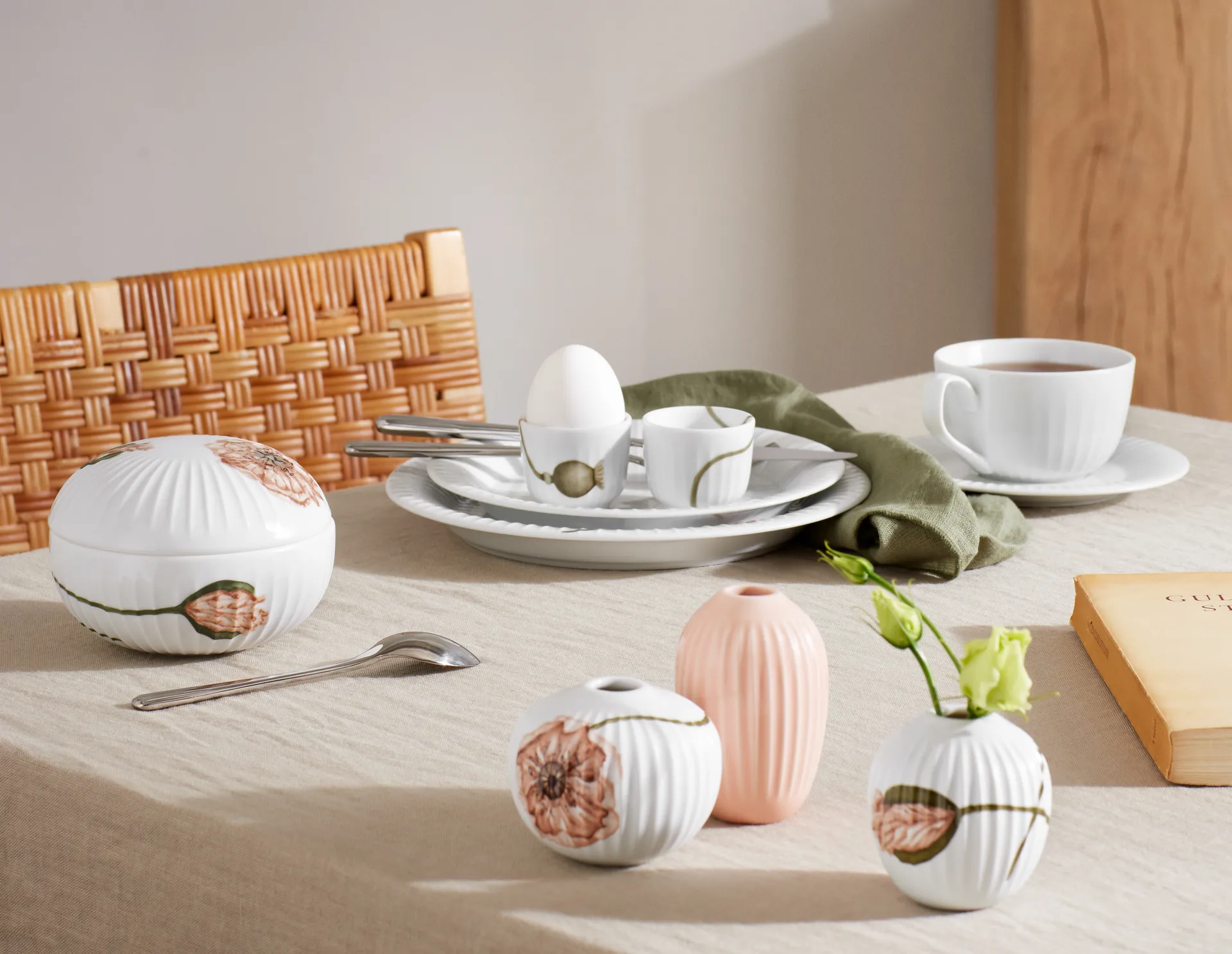 Jarrón miniatura Hammershøi Poppy 3 piezas, blanco-decoración Kähler