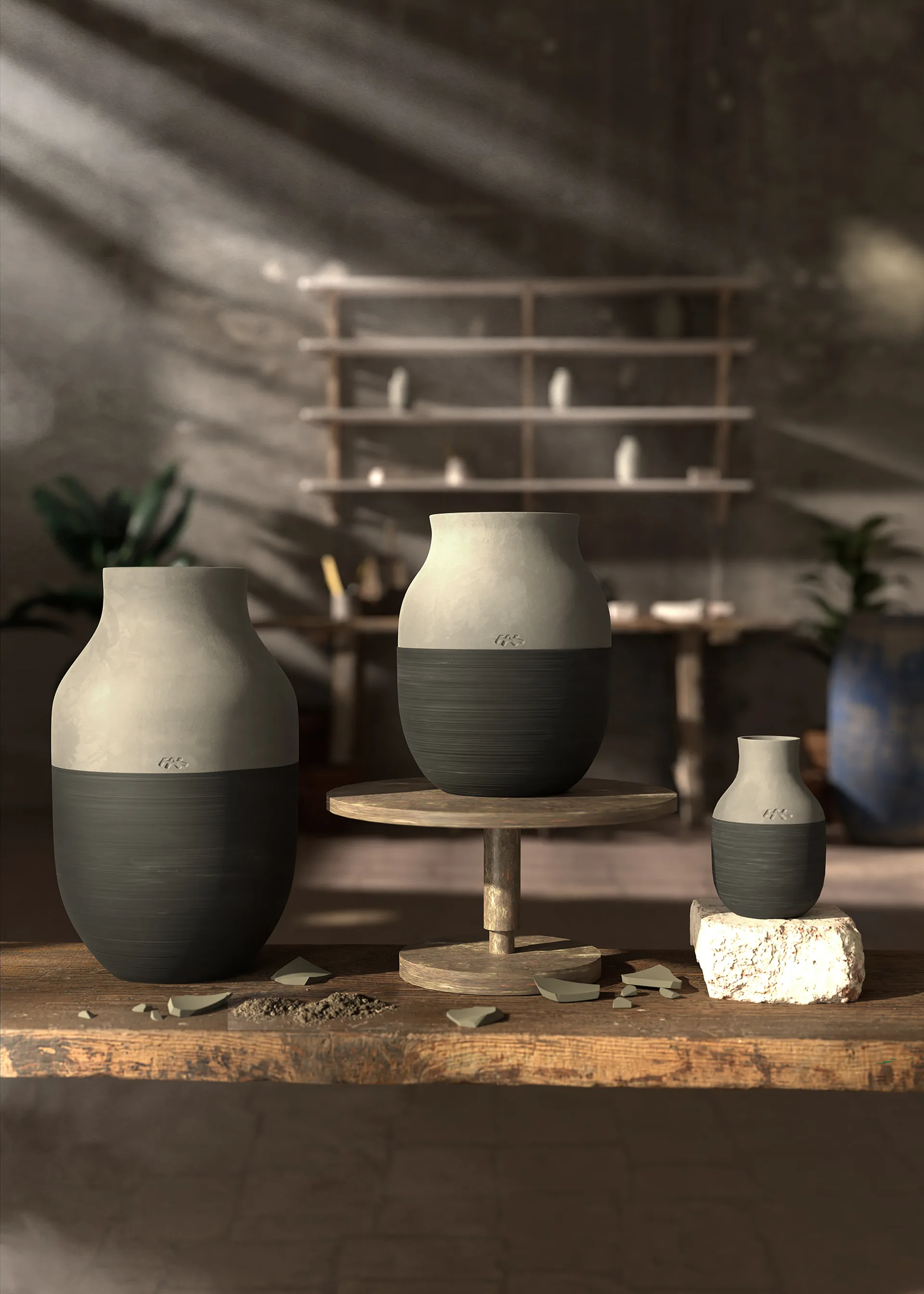 Jarrón Omaggio Circulare H31 cm, Gris antracita Kähler