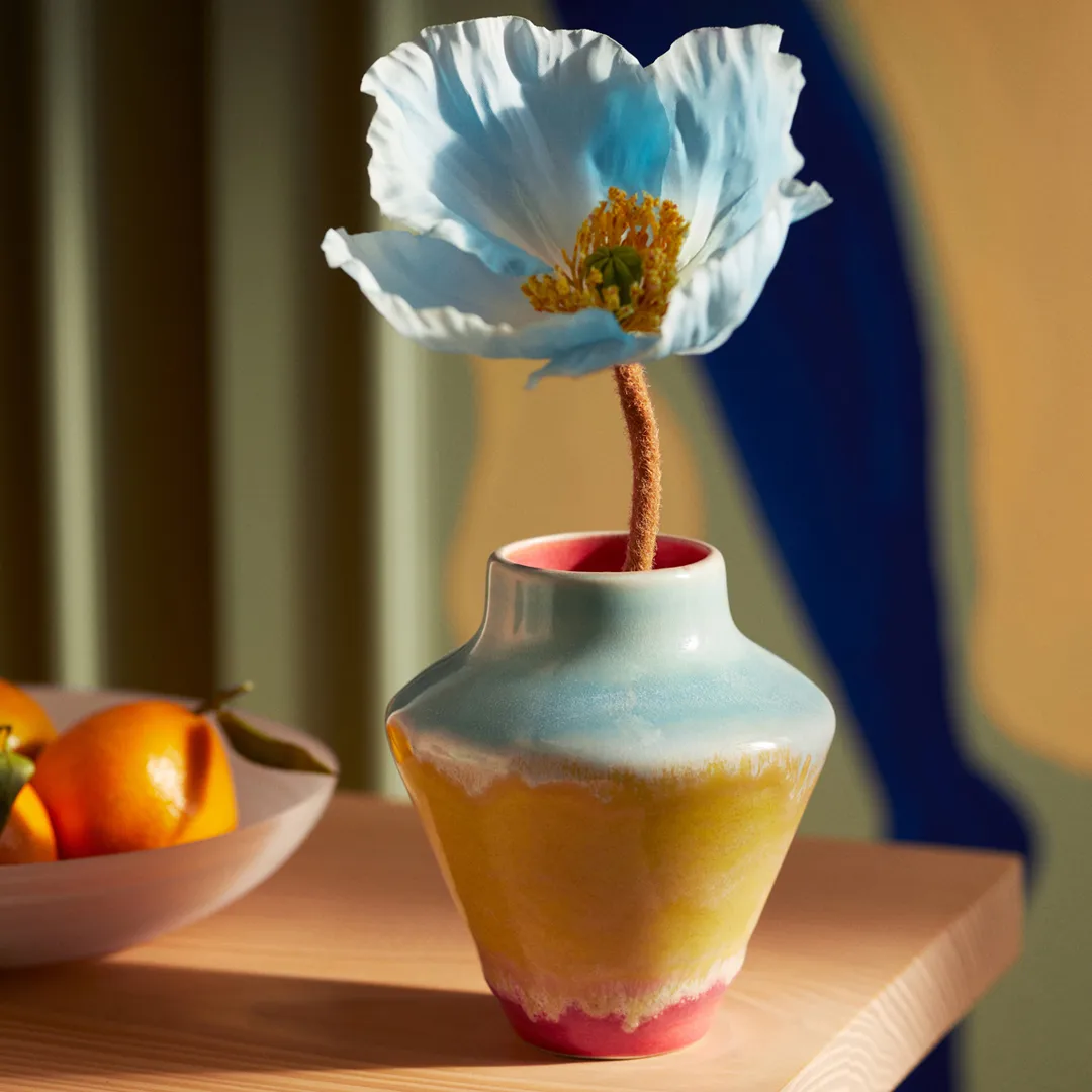 Jarrón Poppery 12 cm, Rosa-menta-amarillo Kähler