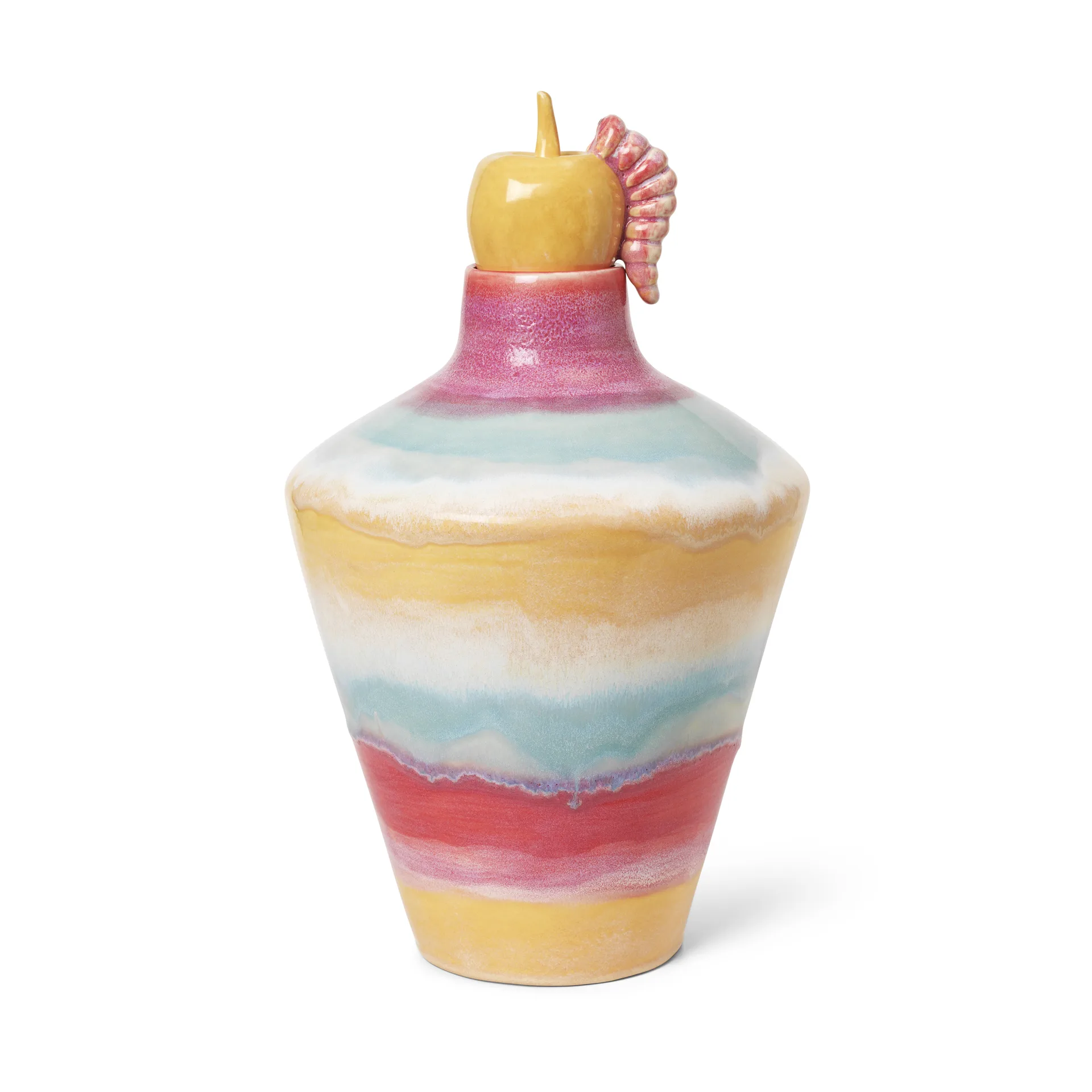 Jarrón Poppery con manzana 32 cm, Rosa-menta-amarillo Kähler