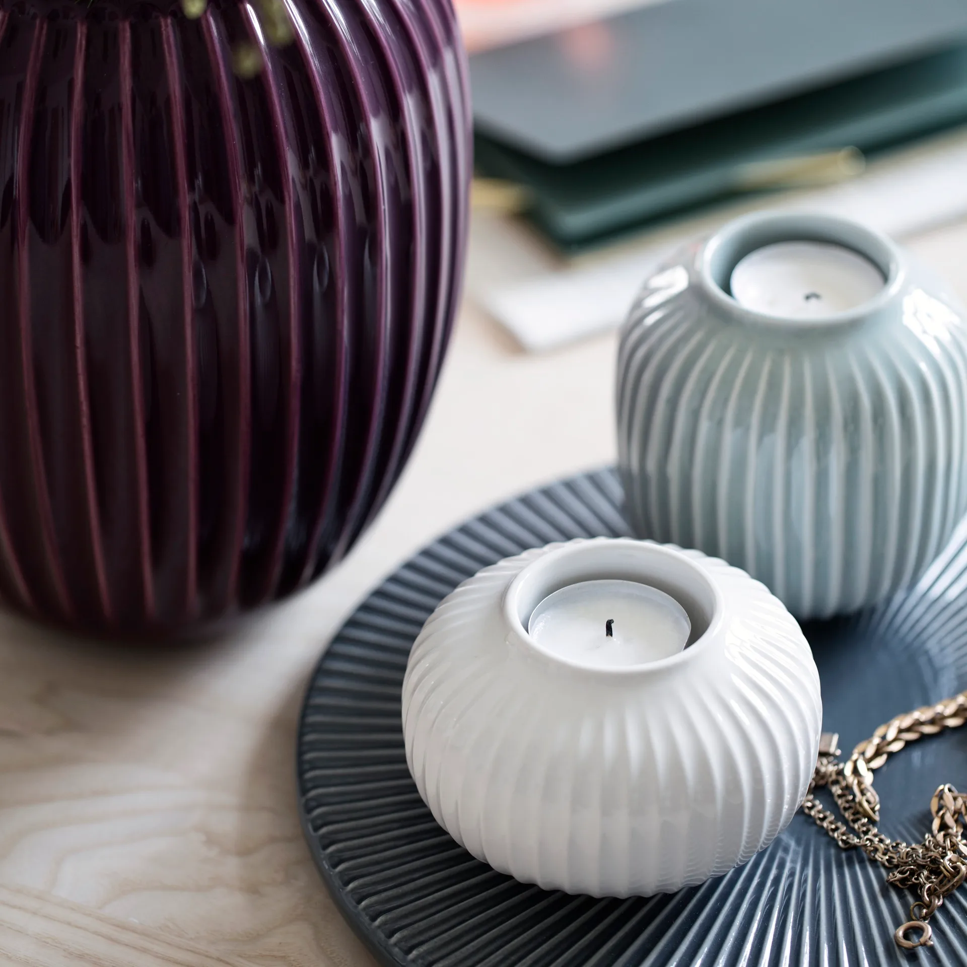 Portavelas Hammershøi M, blanco Kähler