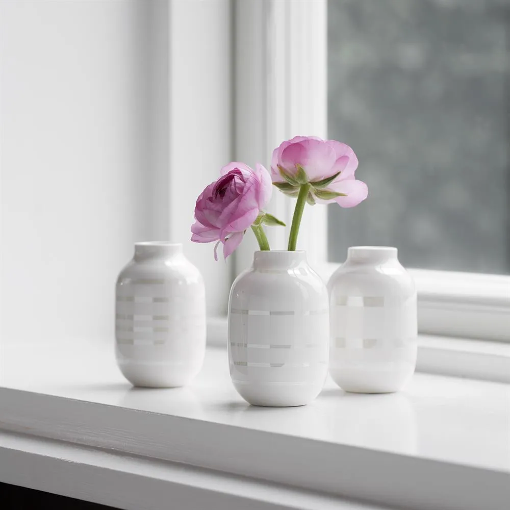Set de 3 mini jarrones Omaggio, perla-blanco Kähler