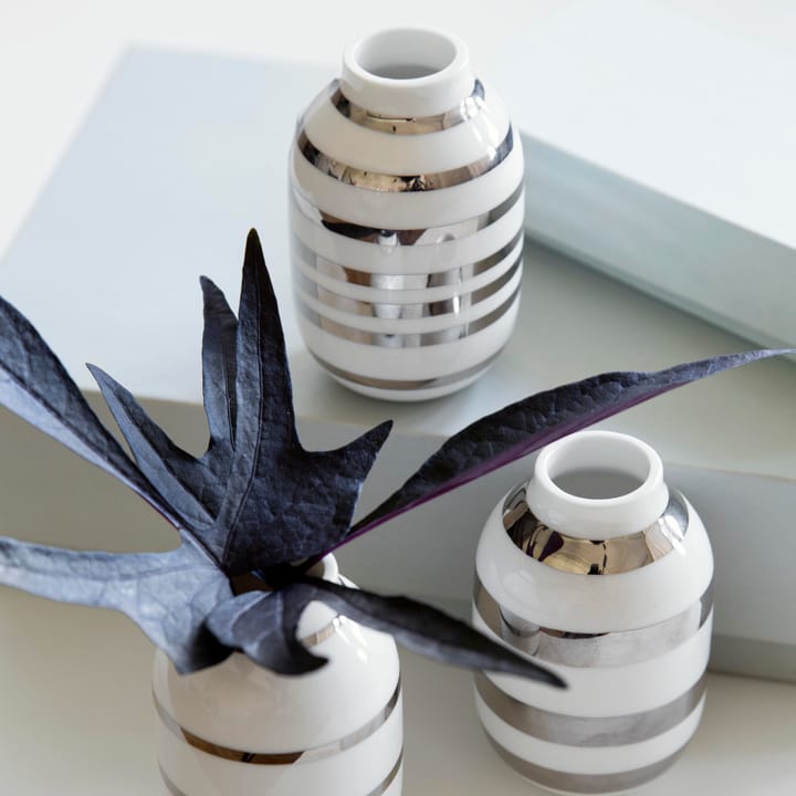 Set de 3 mini jarrones Omaggio, plata-blanco Kähler