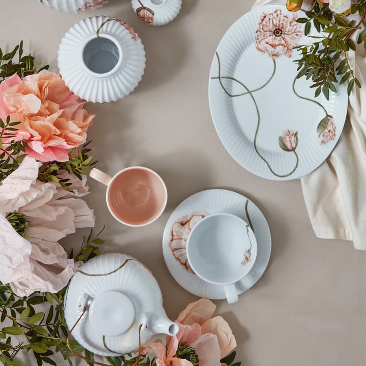 Taza de té y platillo Hammershøi Poppy 38 cl, blanco Kähler