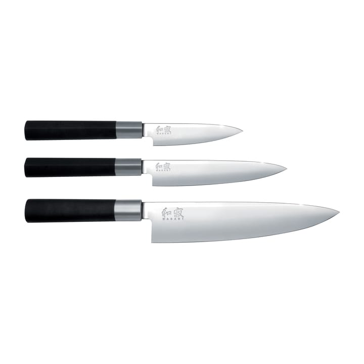 Set de cuchillo de chef y 2 cuchillos de uso general Kai Wasabi Black - 3 piezas - KAI