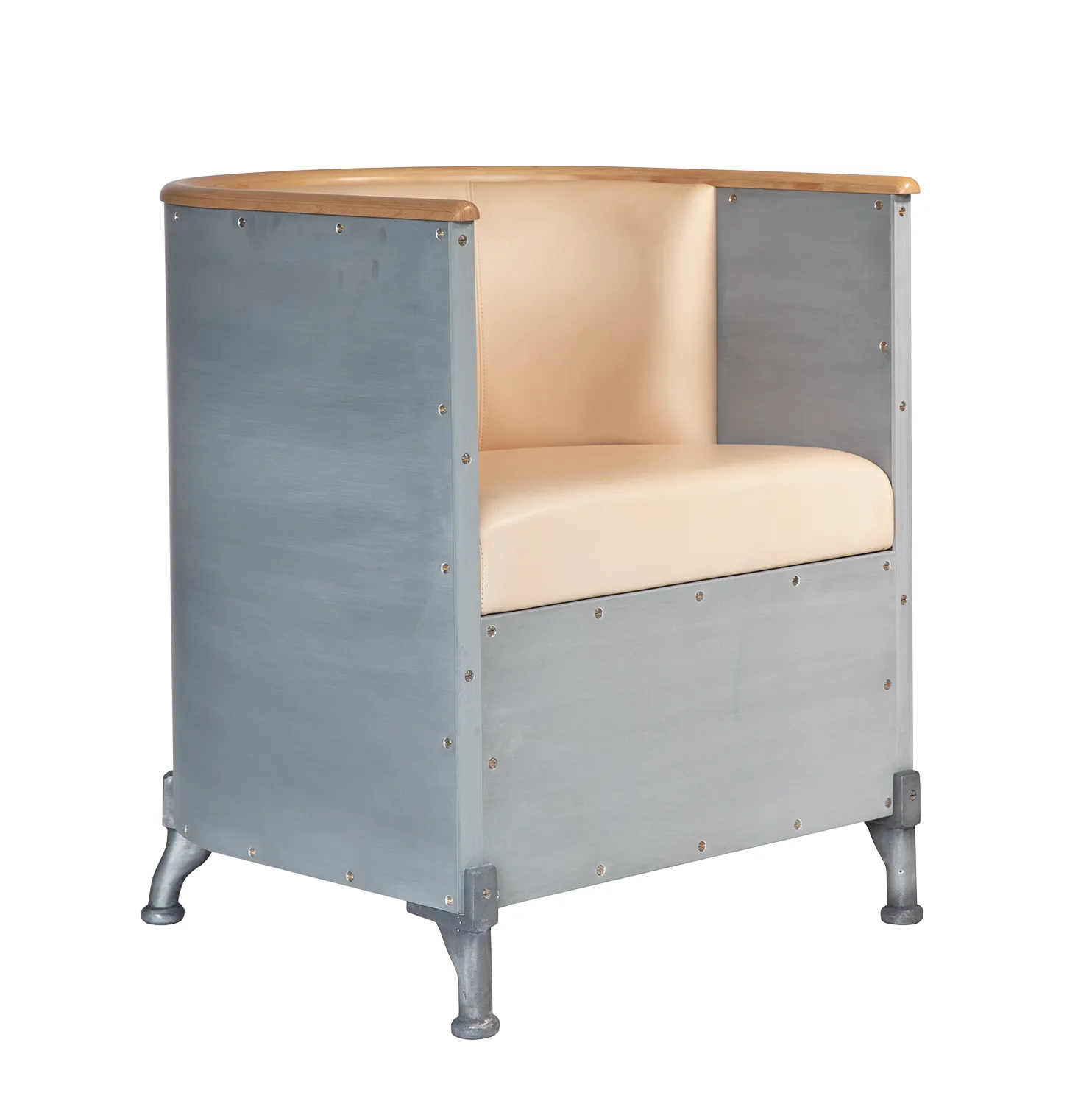 Butaca Aluminium Etch, Cuero Tärnsjö natural - aluminio grabado - haya Källemo