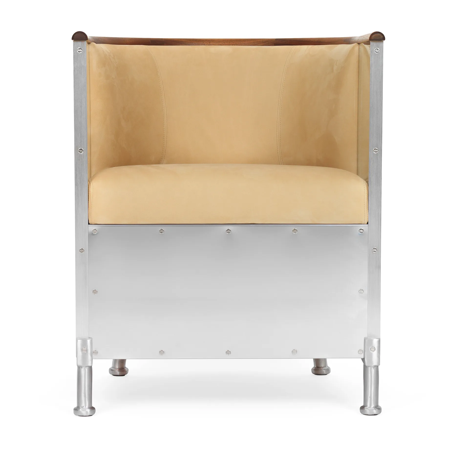 Butaca Aluminium polerad, Cuero Duet Gold - nogal aceitado Källemo