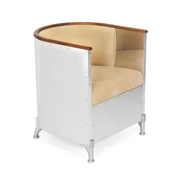 Butaca Aluminium polerad - Cuero Duet Gold - nogal aceitado - Källemo