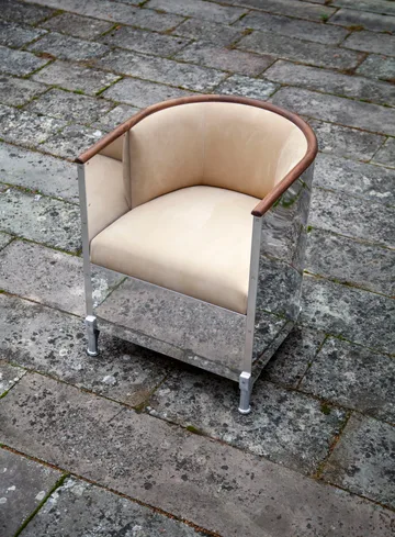 Butaca Aluminium polerad - Cuero Duet Gold - nogal aceitado - Källemo
