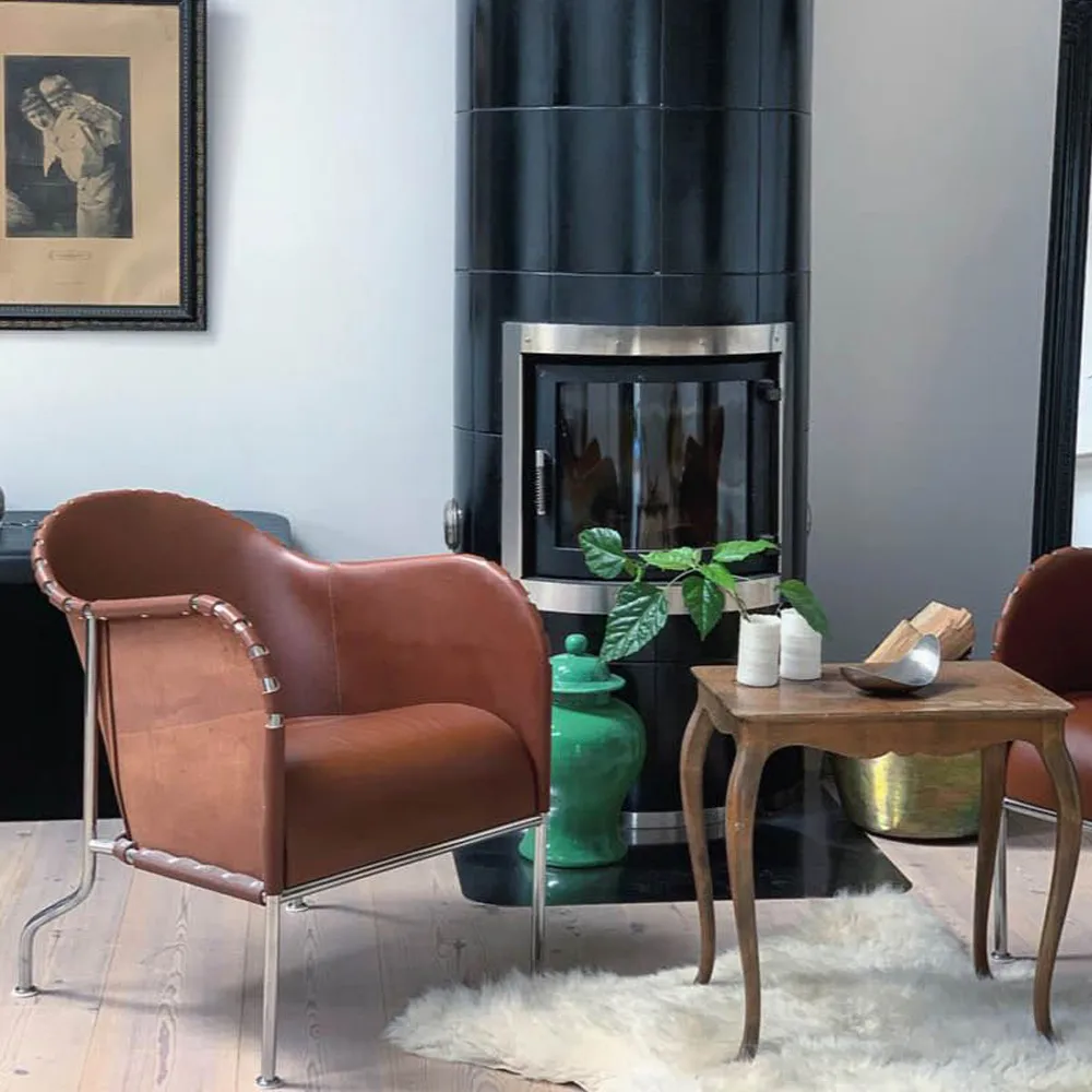 Butaca Bruno, Cuero natural - base con cobre Källemo