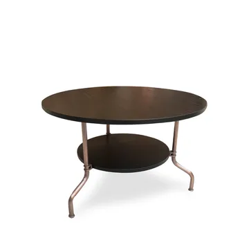 Mesa de centro Sven - Fresno teñido negro - base con cobre, Ø80 cm - Källemo