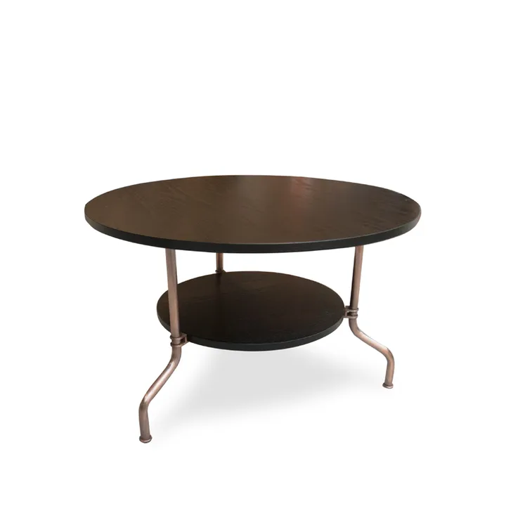 Mesa de centro Sven - Fresno teñido negro - base con cobre, Ø80 cm - Källemo