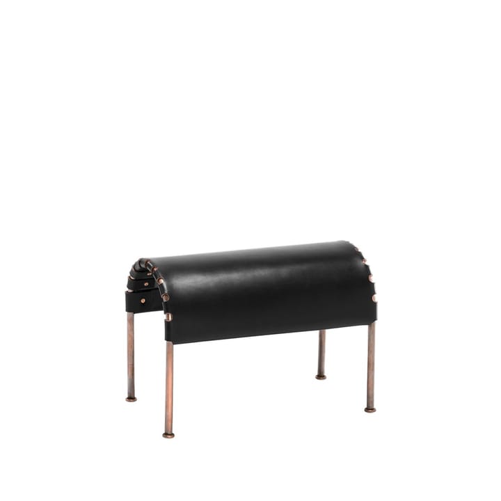 Reposapiés Bruno - Cuero de grano completo negro - base con cobre - Källemo