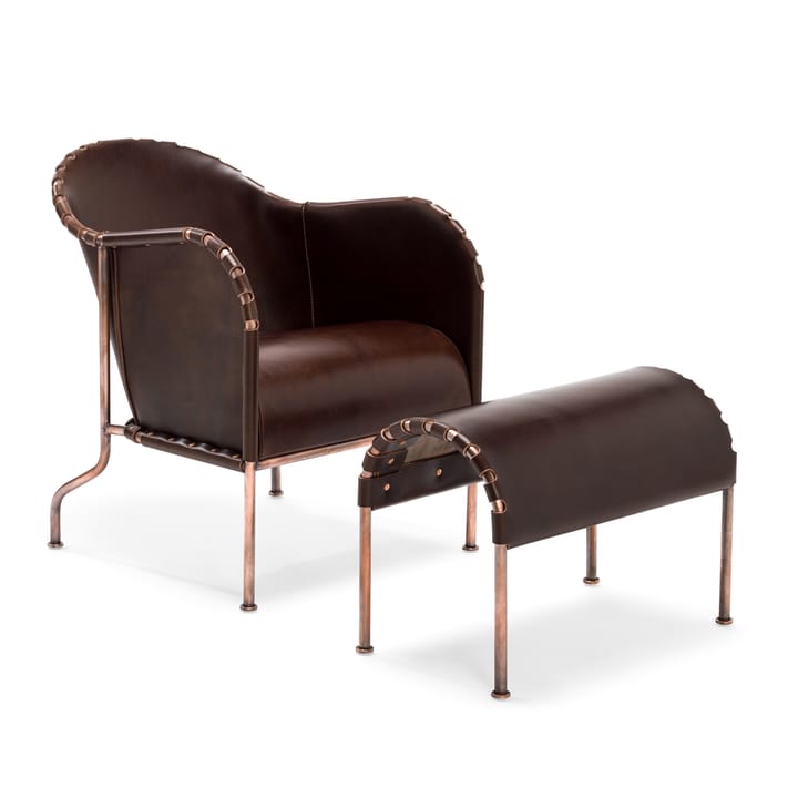 Reposapiés Bruno, Cuero de grano completo negro - base cromada Källemo