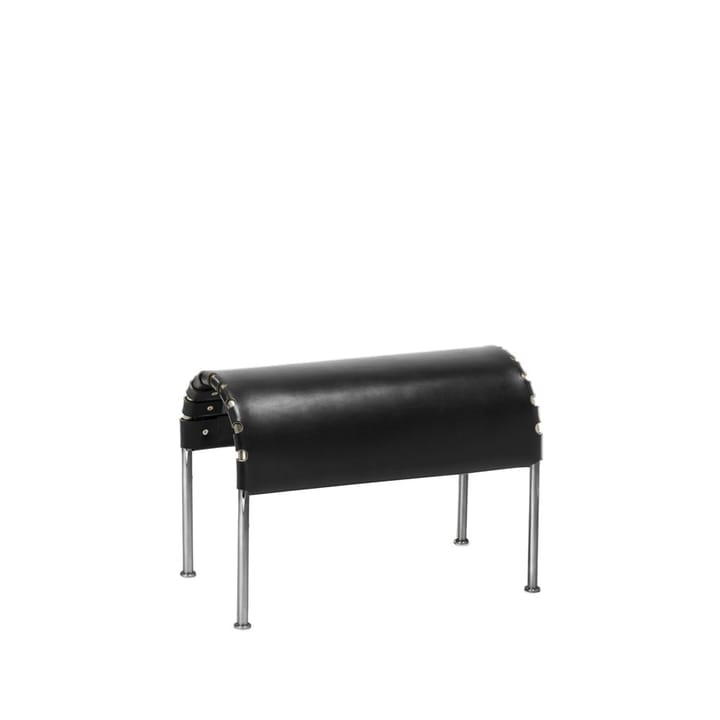 Reposapiés Bruno - Cuero de grano completo negro - base cromada - Källemo