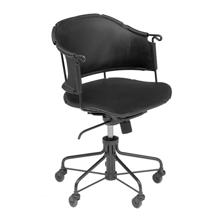 Silla de oficina Sheriff - Cuero Tärnsjö negro - base lacada negro - Källemo