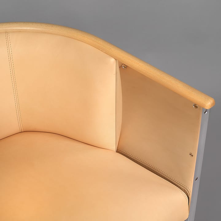 Sillón Aluminium cepillado mate, Cuero Tärnsjö natural - borde de haya Källemo
