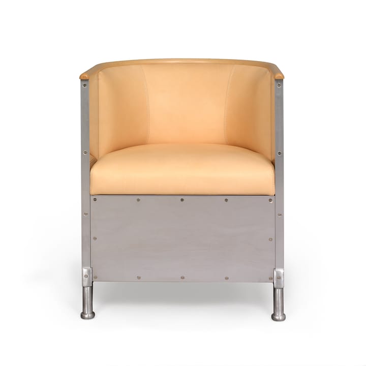 Sillón Aluminium cepillado mate - Cuero Tärnsjö natural - borde de haya - Källemo