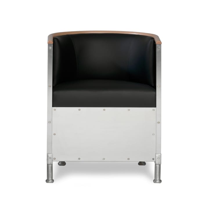 Sillón Aluminium cepillado mate - Cuero Tärnsjö negro - nogal - Källemo