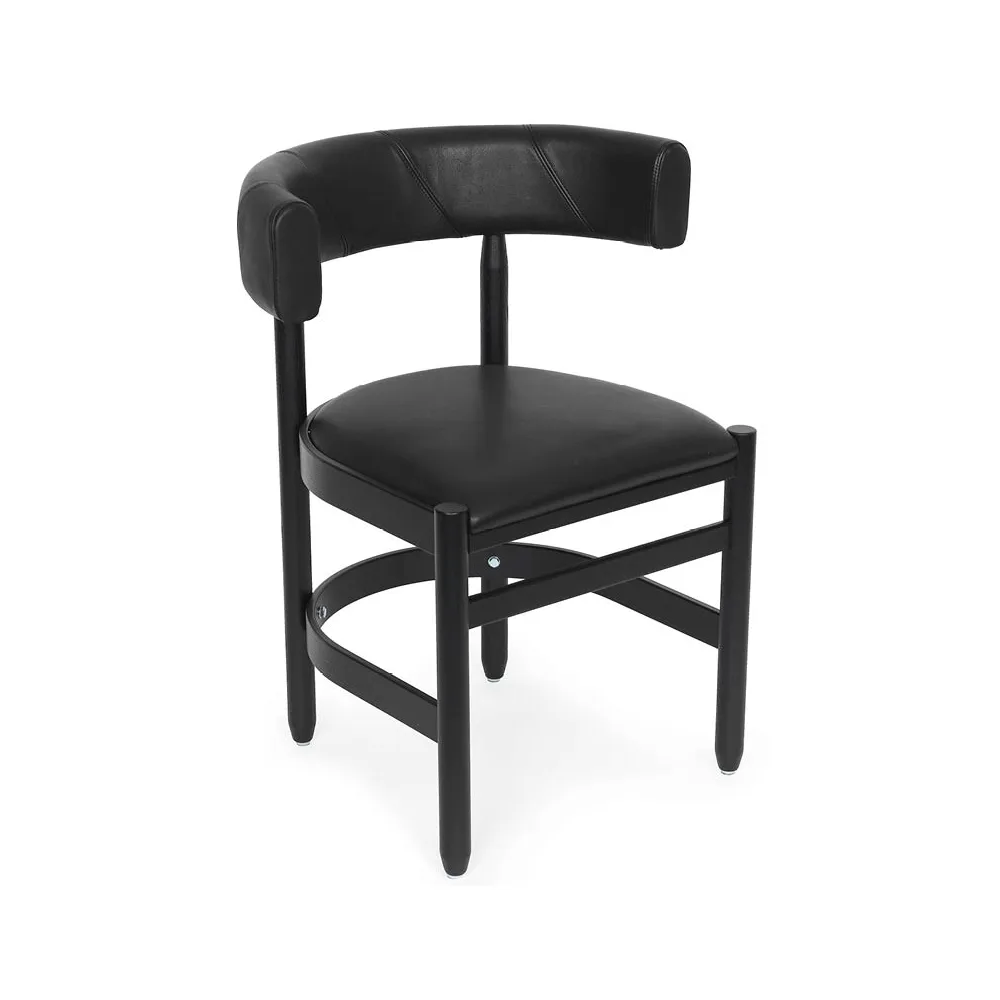 Sillón Botero, Cuero Tärnsjö 8175 negro - base de fresno negro Källemo