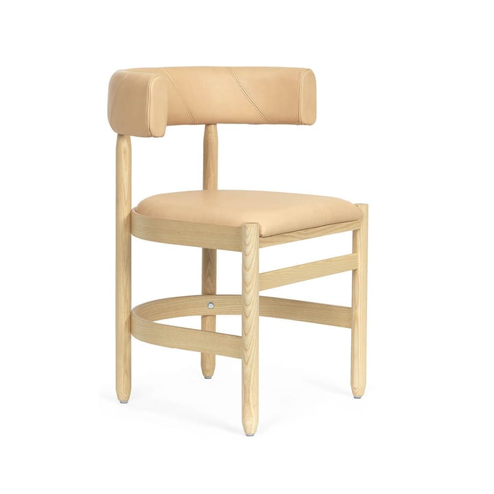 Sillón Botero - Cuero Tärnsjö 8800 natural - base de fresno lacada - Källemo