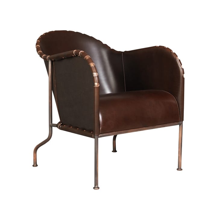 Sillón Bruno - Cuero de grano completo 9208 marrón cigarro - base con cobre - Källemo