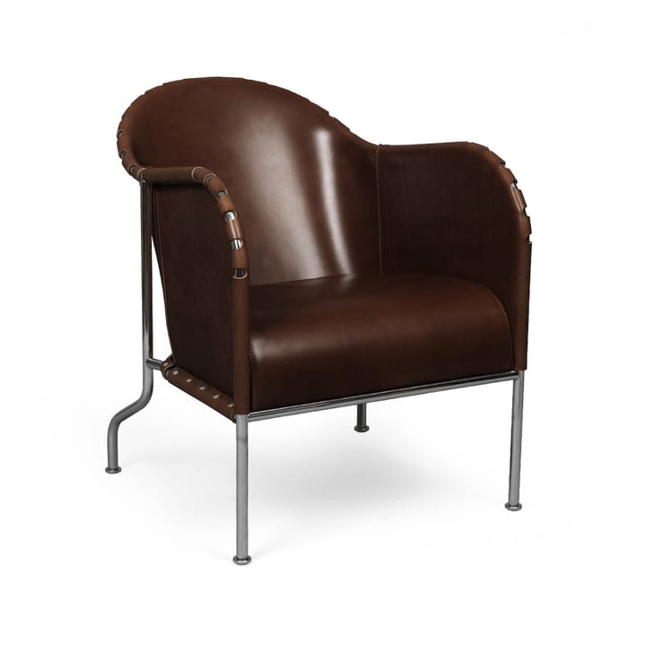 Sillón Bruno - Cuero de grano completo 9208 marrón cigarro - cromo - Källemo