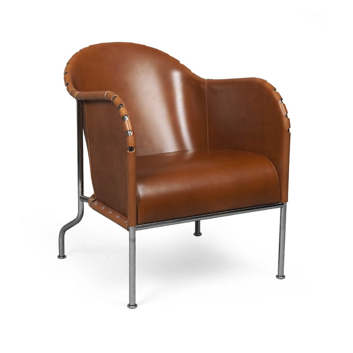 Sillón Bruno - Cuero de grano completo coñac - base de cromo - Källemo