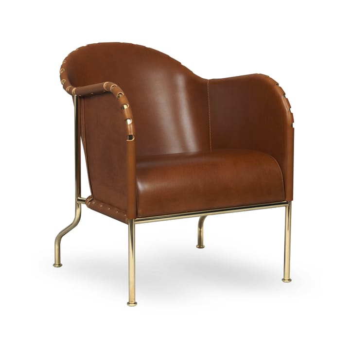 Sillón Bruno - Cuero de grano completo coñac - base de latón - Källemo