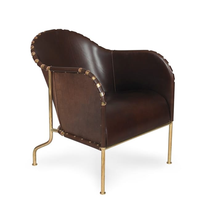 Sillón Bruno - Cuero de grano completo marrón cigarro - base de latón - Källemo