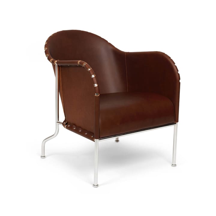 Sillón Bruno - Cuero de grano completo marrón vintage - base de cromo - Källemo