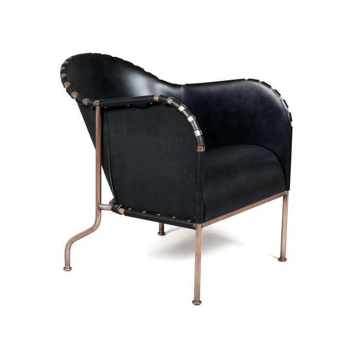 Sillón Bruno - Cuero de grano completo negro - base con cobre - Källemo