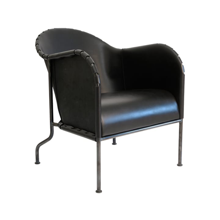 Sillón Bruno - Cuero de grano completo negro - base de acero ennegrecido - Källemo