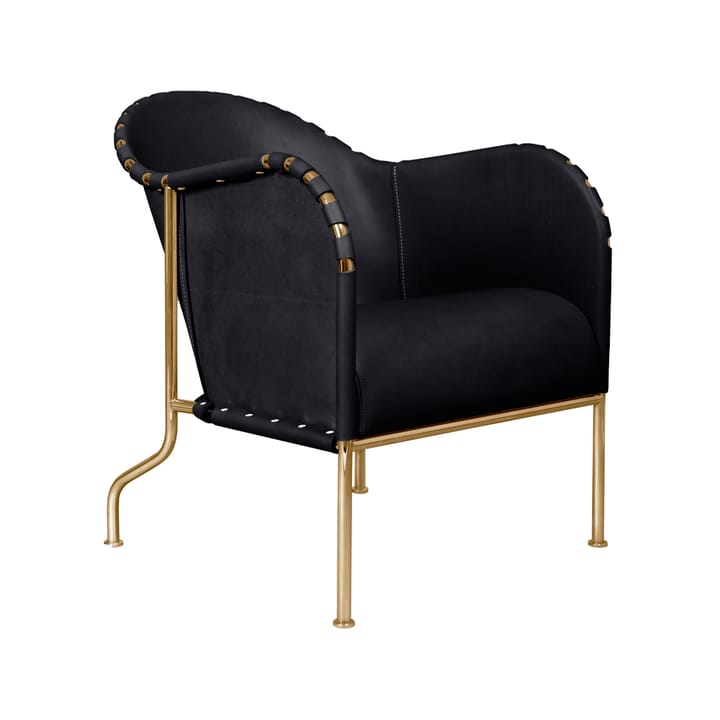Sillón Bruno - Cuero de grano completo negro - base de latón - Källemo