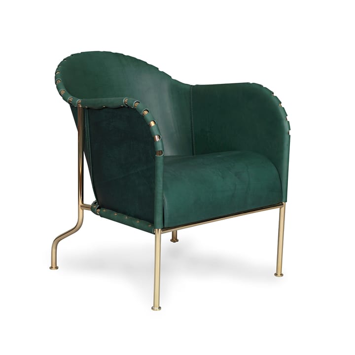 Sillón Bruno - Cuero de grano completo verde botella - base de latón - Källemo