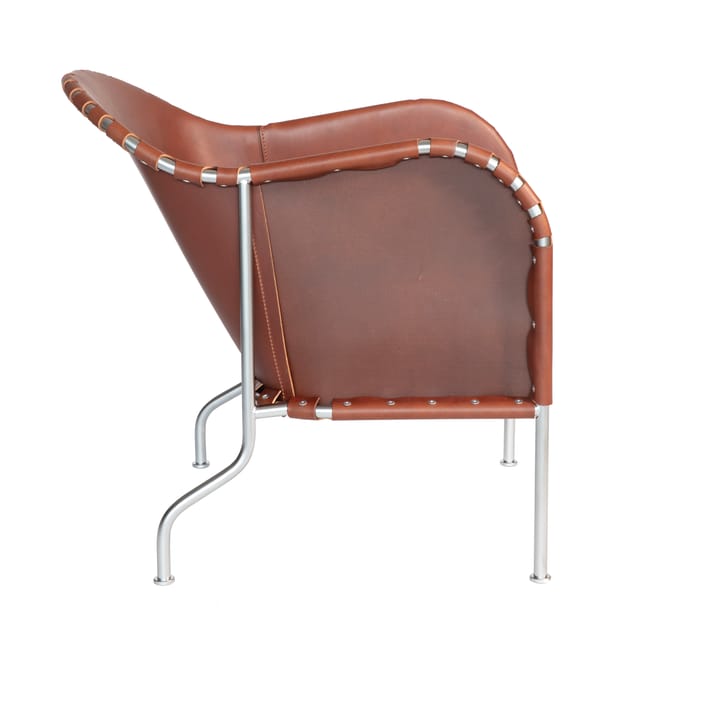 Sillón Bruno, Cuero marrón vintage - cromo mate Källemo