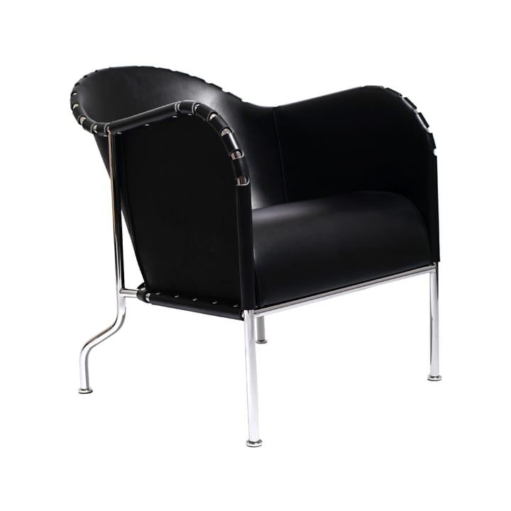 Sillón Bruno - Piel plena flor negro-cromo - Källemo