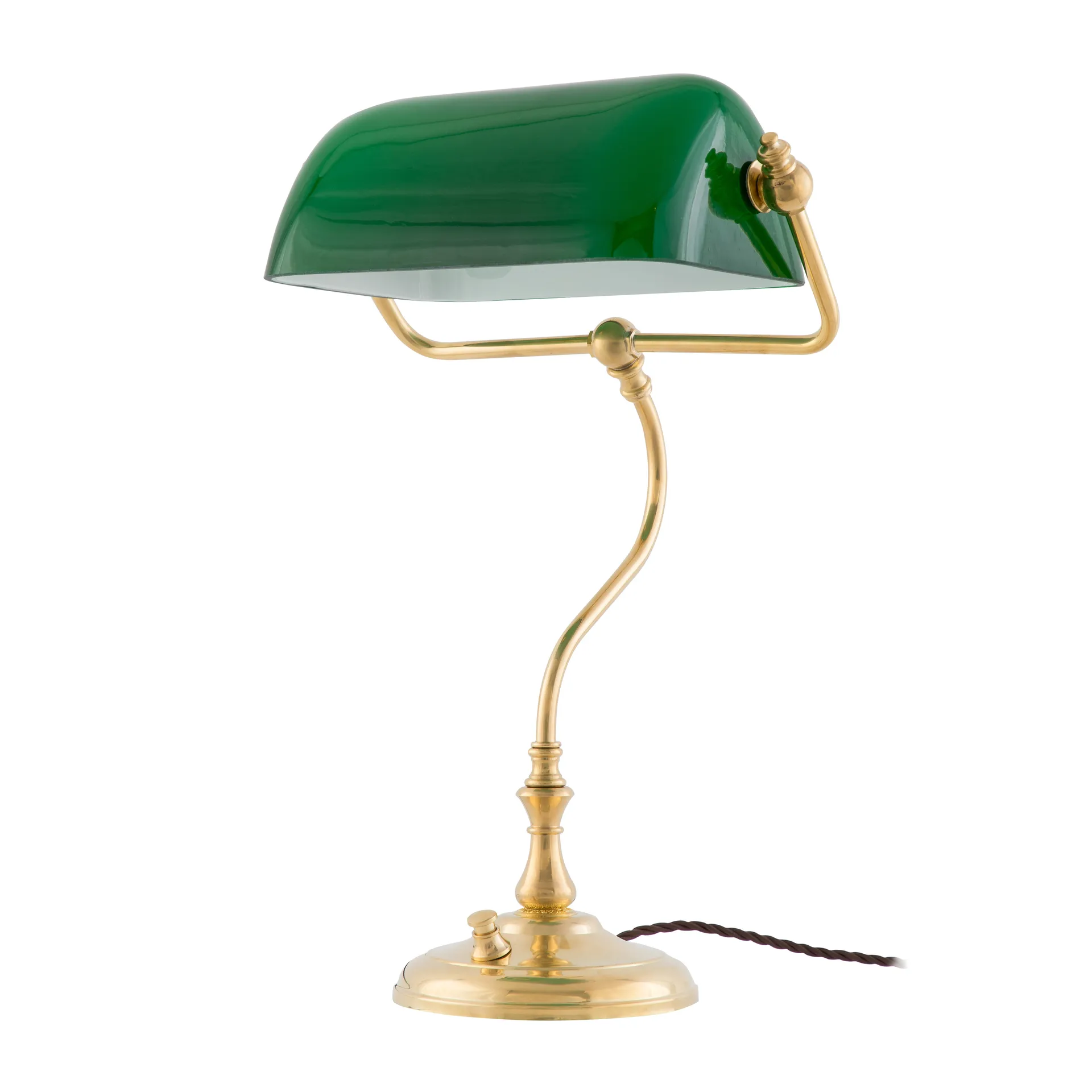 Lámpara de mesa Bankirlampa, latón-verde Karlskrona Lampfabrik