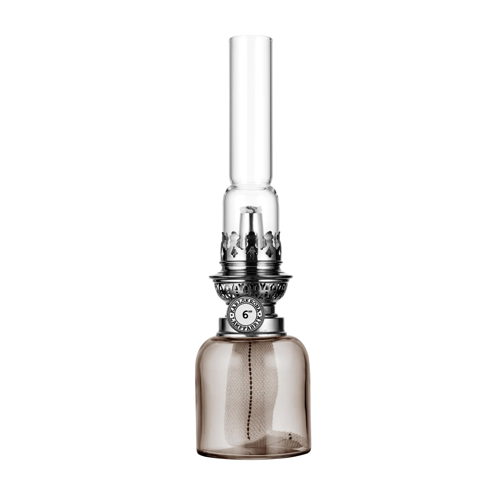 Lámpara de parafina Koholmen, color humo Karlskrona Lampfabrik