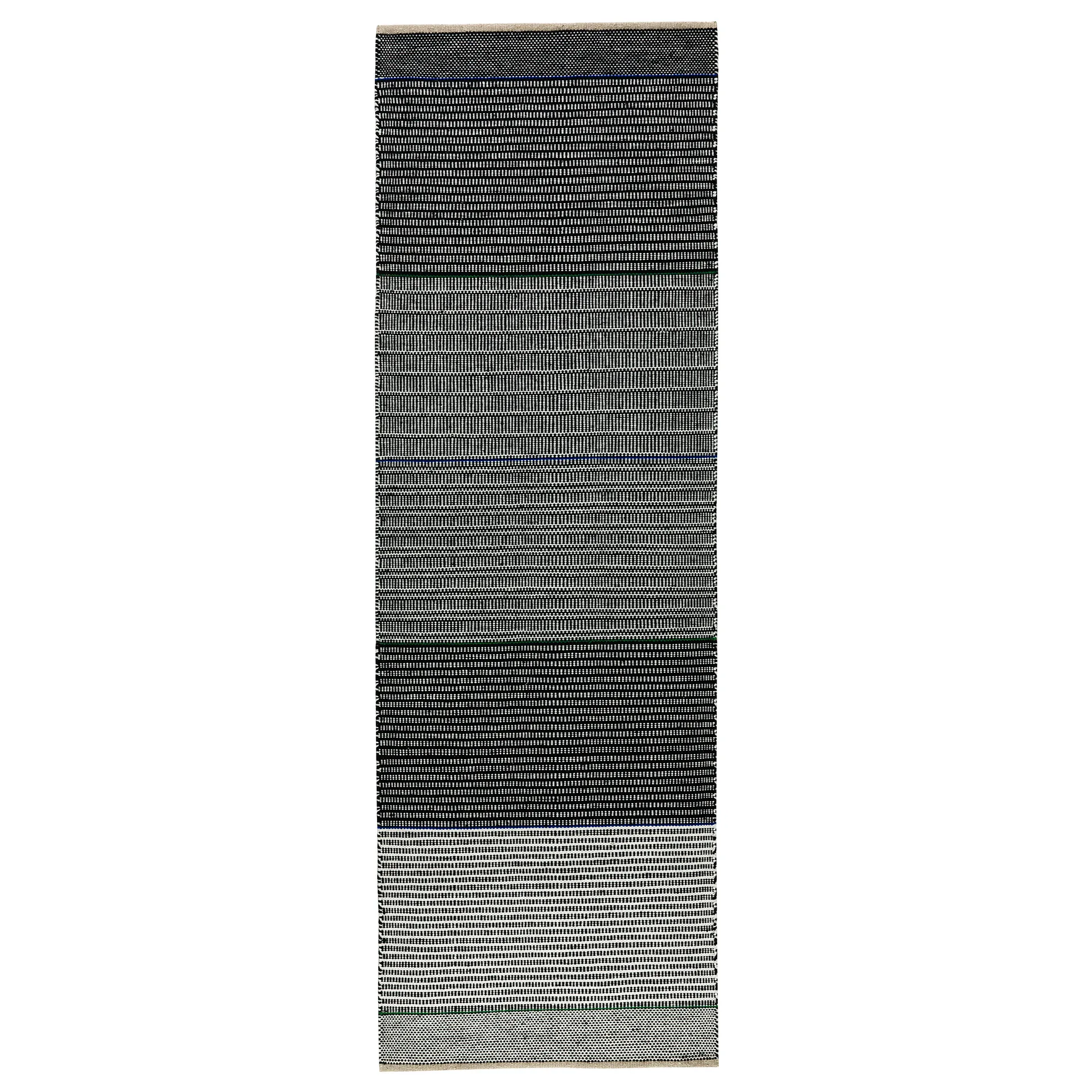 Alfombra de lana Tribulus One 80x250 cm, negro, blanco, azul, verde Kateha