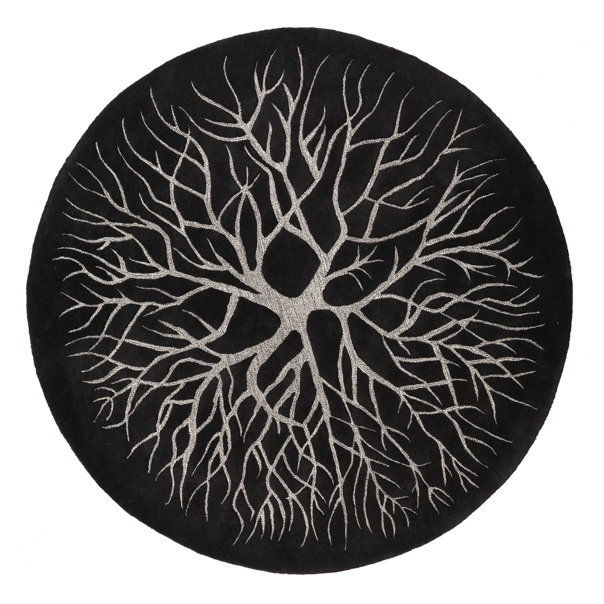 Alfombra tejida a mano Birds nest Ø220 cm, Charcoal Kateha