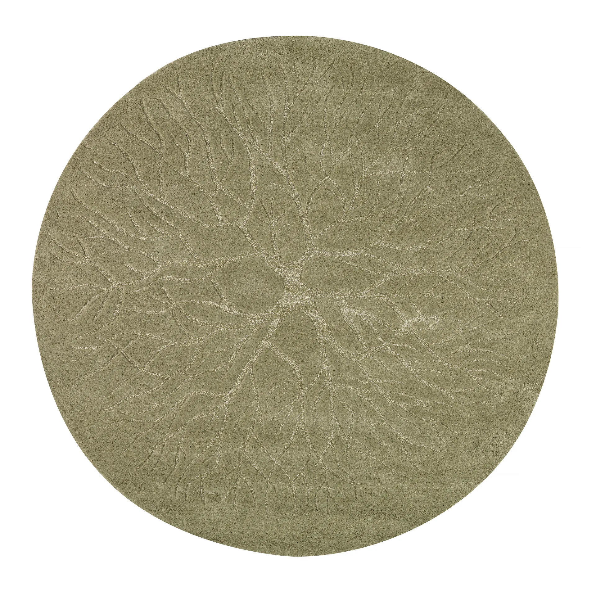 Alfombra tejida a mano Birds nest Ø220 cm, verde Kateha