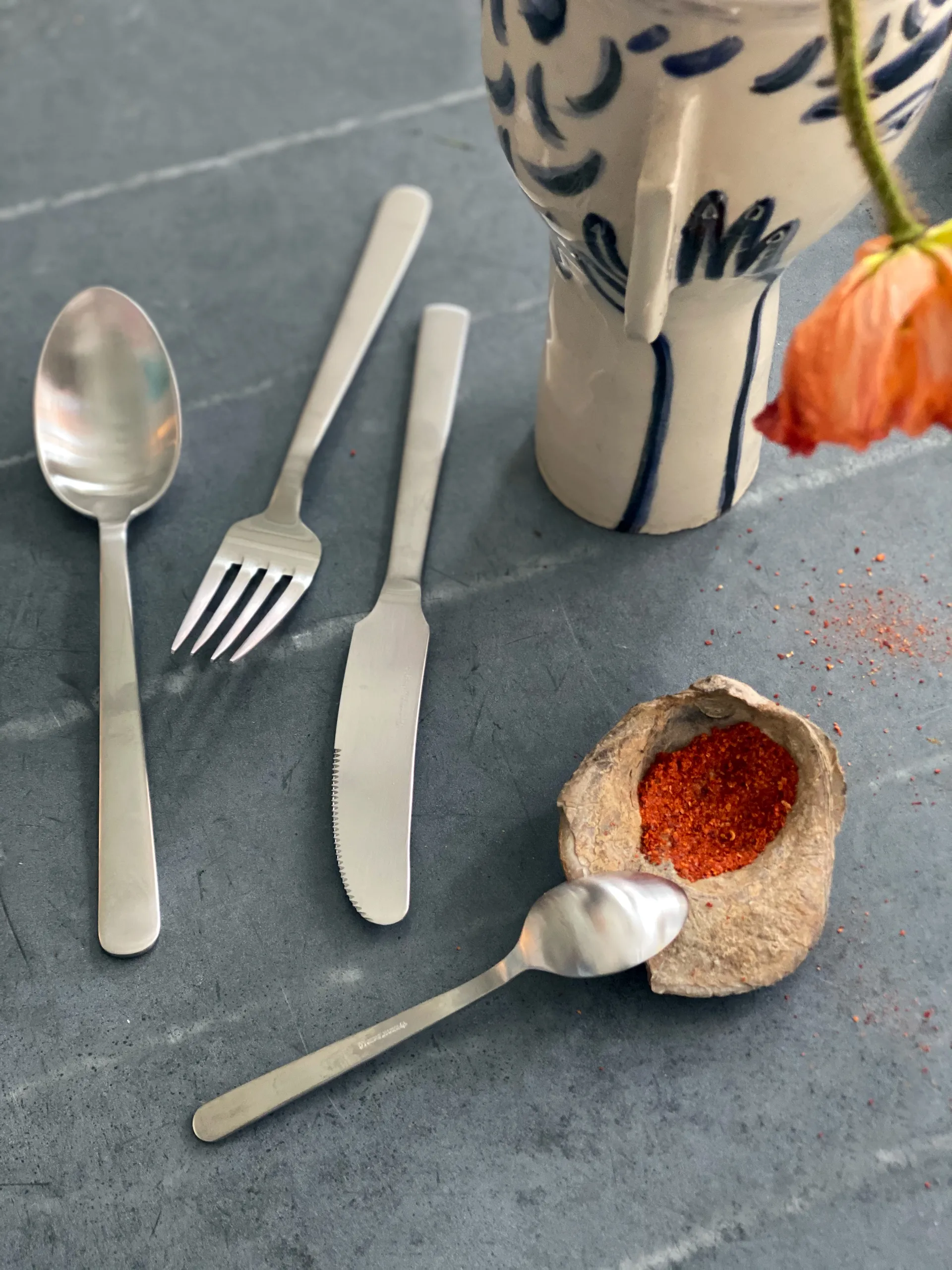 Cubertería Grand Prix 16 piezas, Matte steel Kay Bojesen