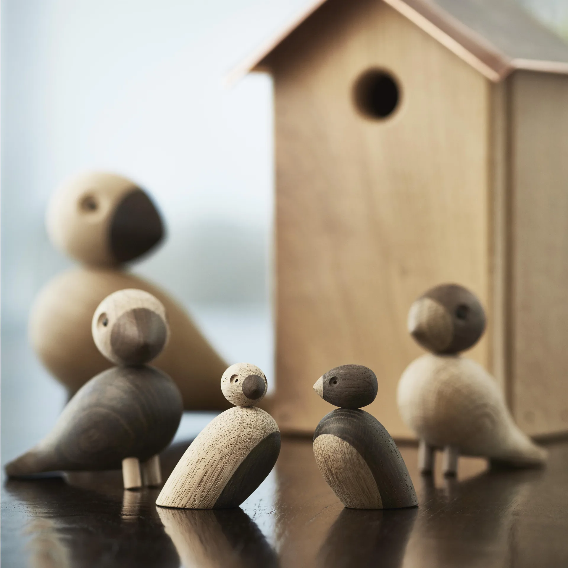 2 Gorriones de madera, roble Kay Bojesen Denmark