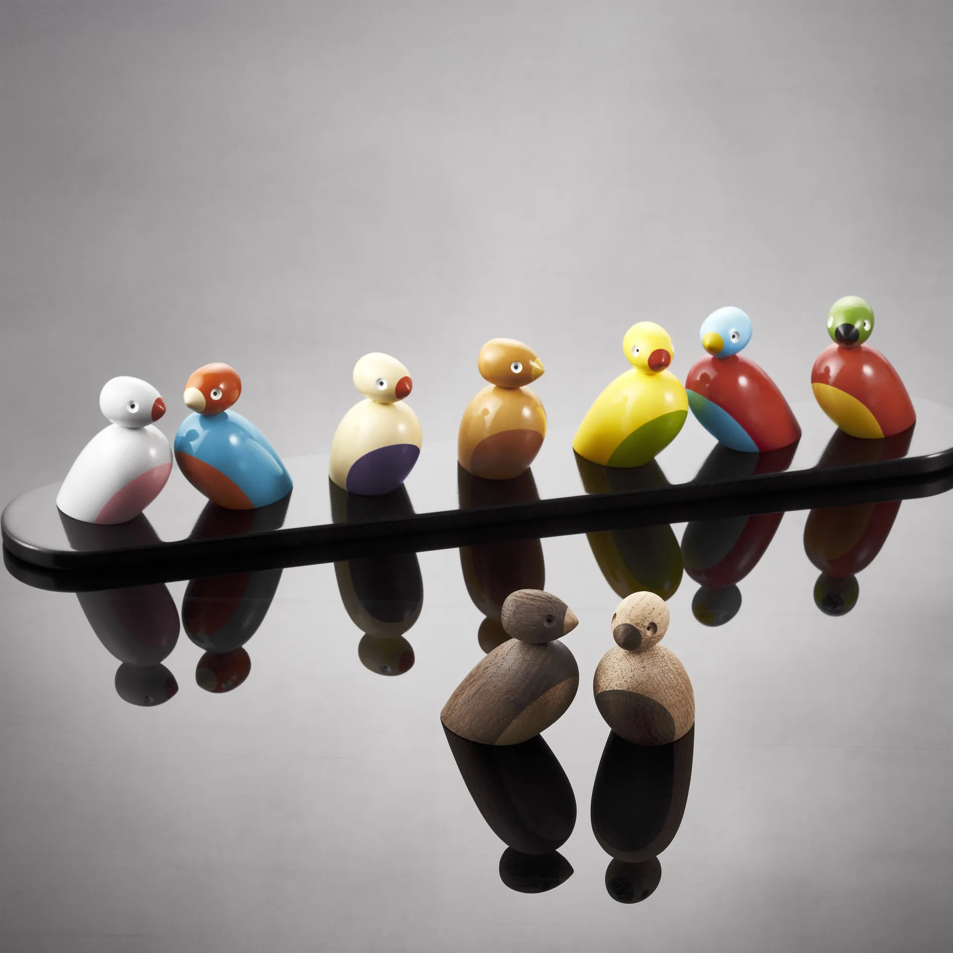 2 Gorriones de madera, roble Kay Bojesen Denmark