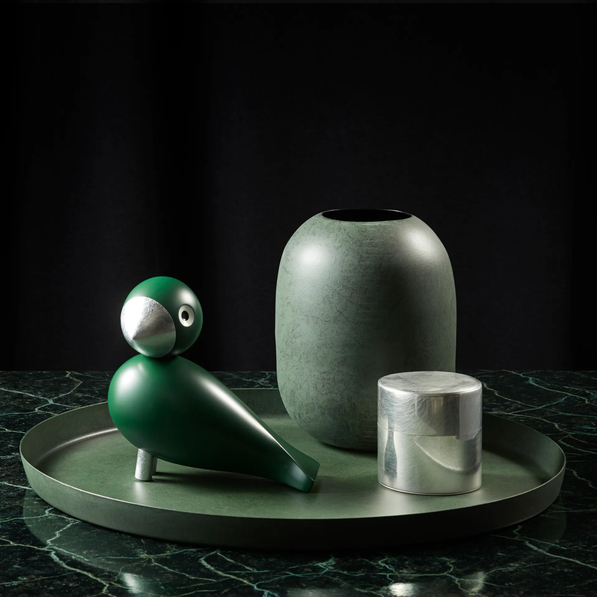 Figura Kay Bojesen Songbird Georg, verde-Silver Kay Bojesen Denmark